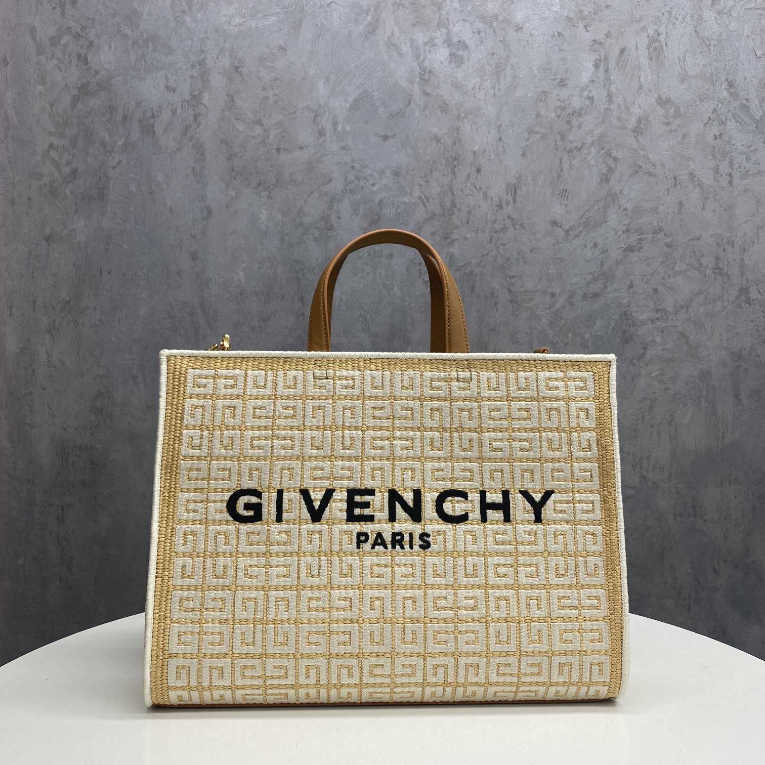Givenchy Medium G Tote Shopping Bag In 4G Embroidered Raffia(37-28-11 cm) - PerfectKickZ