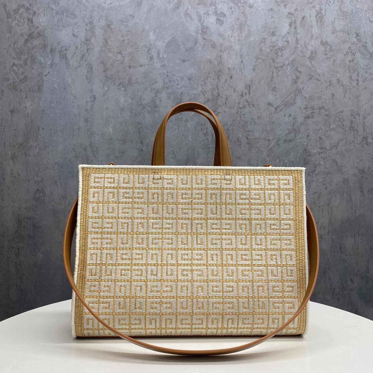 Givenchy Medium G Tote Shopping Bag In 4G Embroidered Raffia(37-28-11 cm) - 