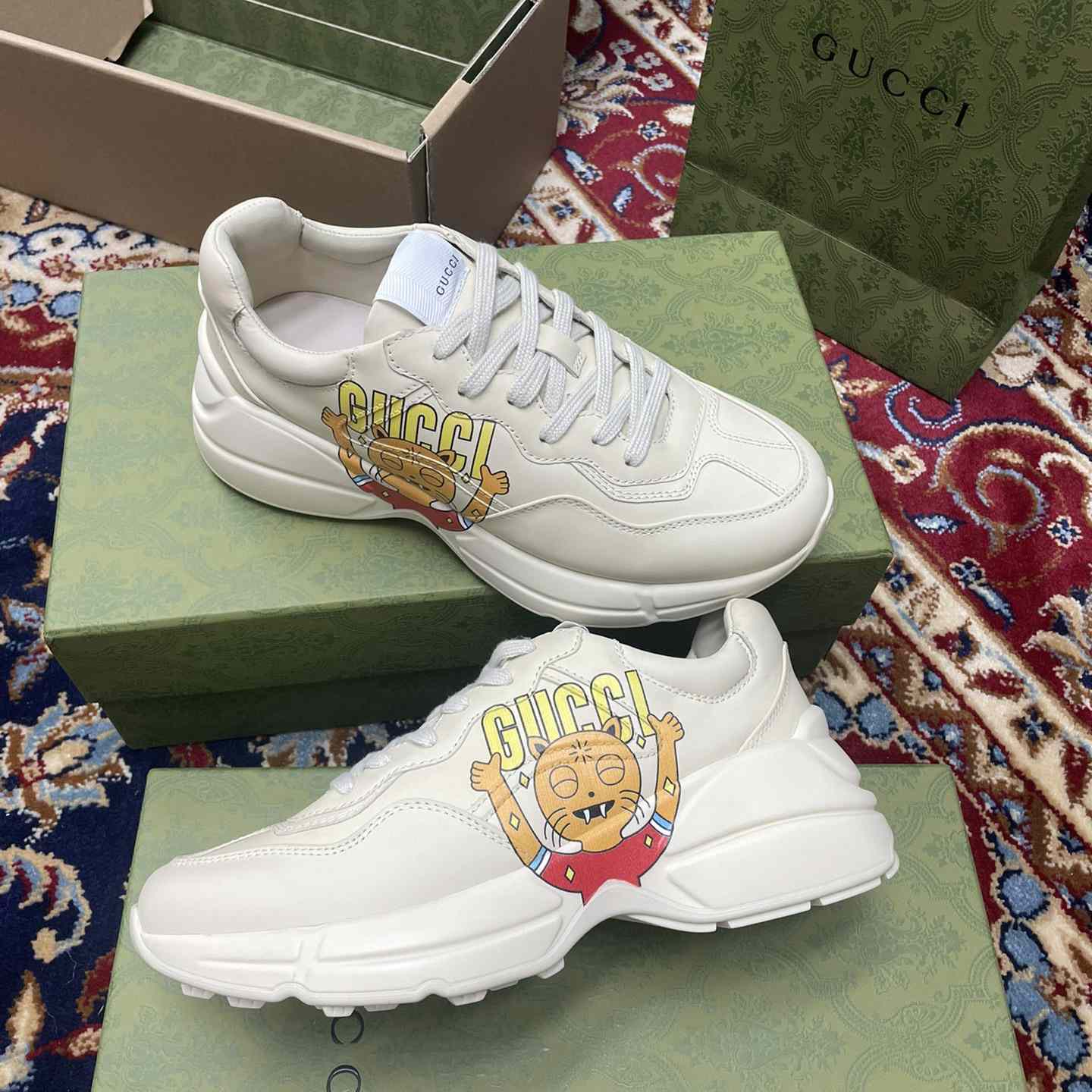 Gucci Rhyton Sneaker With Cat Print - PerfectKickZ