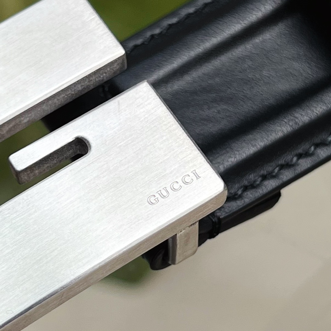 Gucci Thin Belt With Engraved Square G Buckle - PerfectKickZ