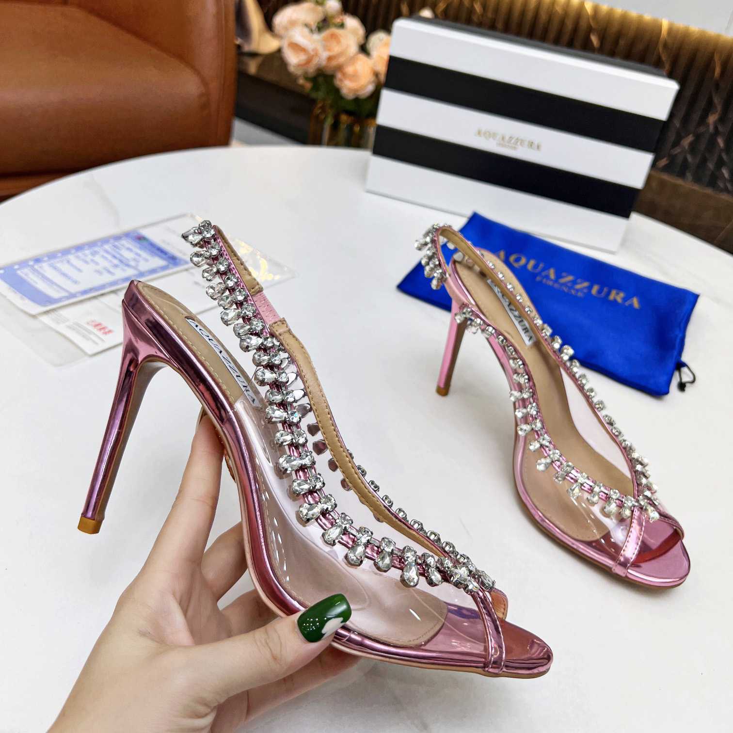 Aquazzura Temptation Crystal Sandal 105 - PerfectKickZ