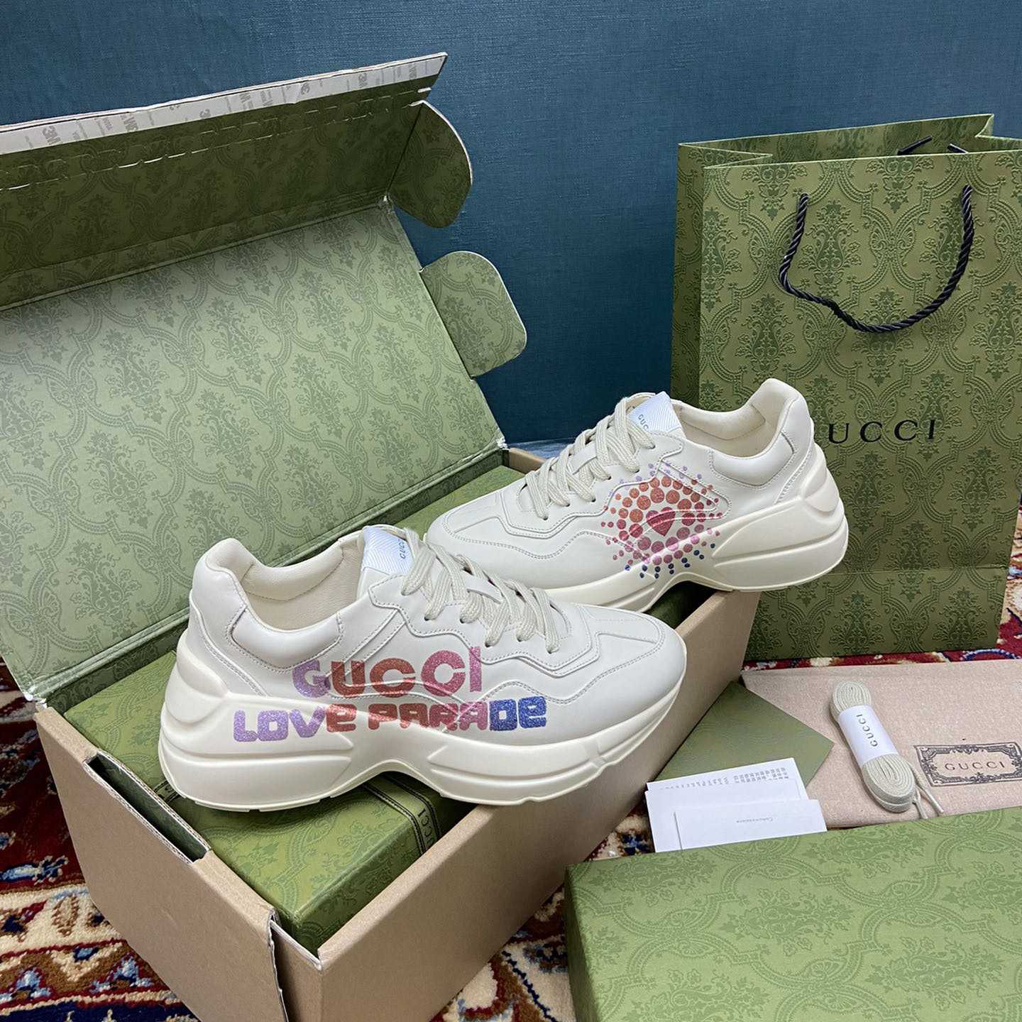 Gucci Women's Rhyton Gucci Love Parade Sneaker - PerfectKickZ