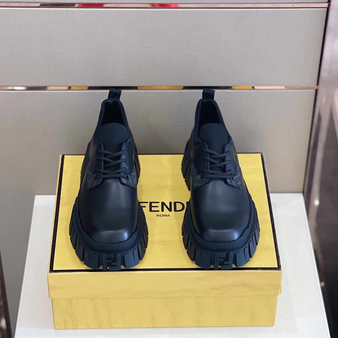 Fendi Black Leather Lace-Ups - PerfectKickZ