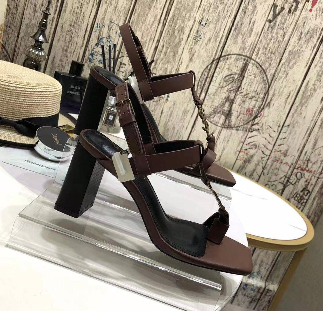Saint Laurent Cassandra Heeled Sandals In Smooth Leather With Gold-Tone Monogram - PerfectKickZ