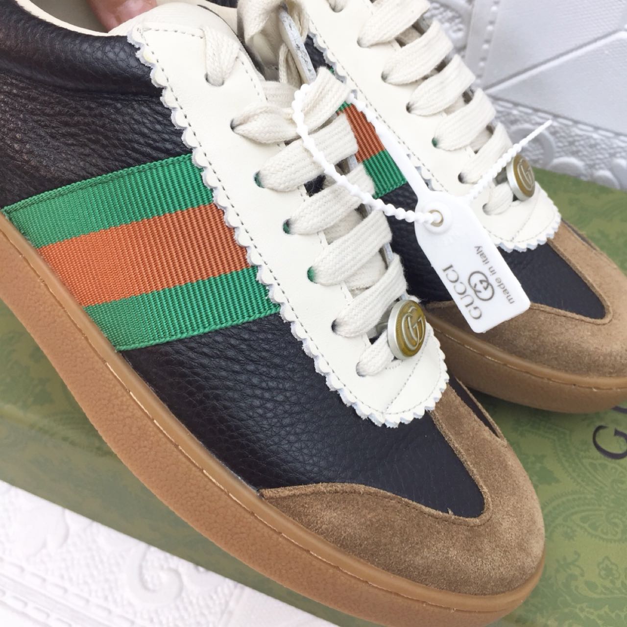 Gucci Leather Web Sneaker - PerfectKickZ