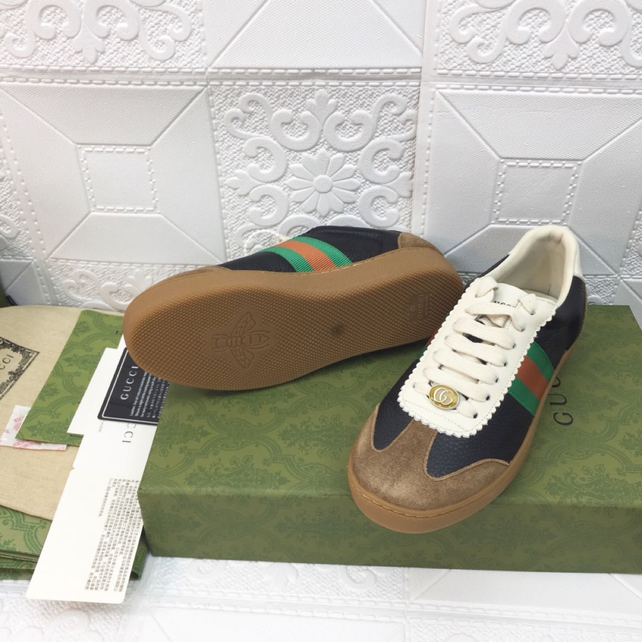 Gucci Leather Web Sneaker - PerfectKickZ