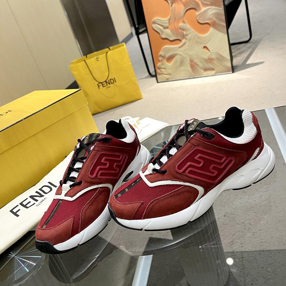 Fendi Faster Trainers Burgundy Nubuck Leather Low-Tops Sneakers - PerfectKickZ