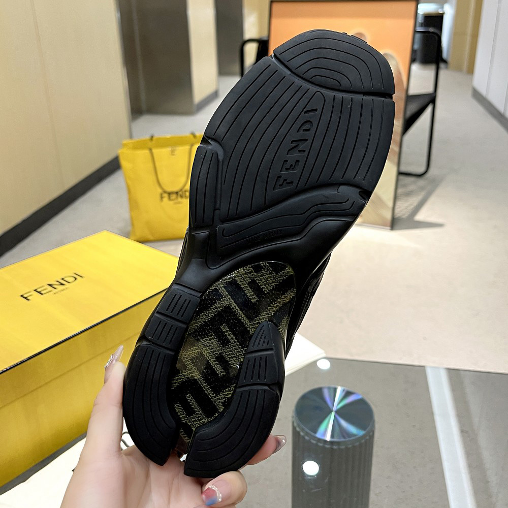 Fendi Faster Trainers Black Nubuck Leather Low-Tops Sneakers - PerfectKickZ