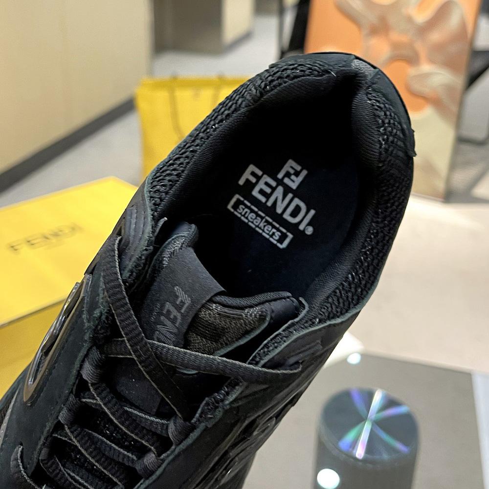 Fendi Faster Trainers Black Nubuck Leather Low-Tops Sneakers - PerfectKickZ