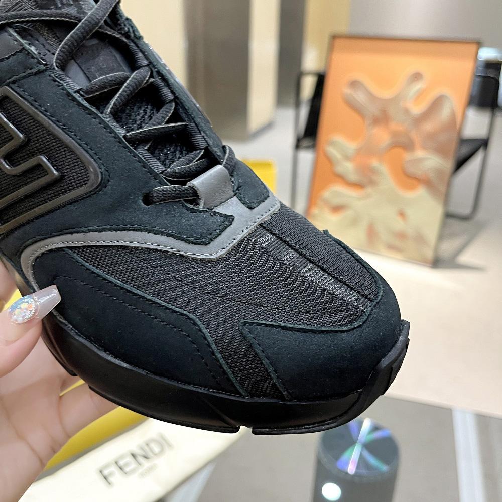 Fendi Faster Trainers Black Nubuck Leather Low-Tops Sneakers - PerfectKickZ