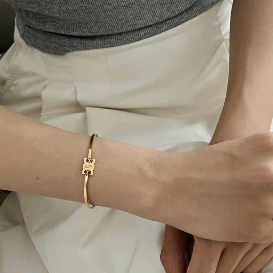 Celine Triomphe Articulated Bracelet In Brass With Gold Finish - PerfectKickZ