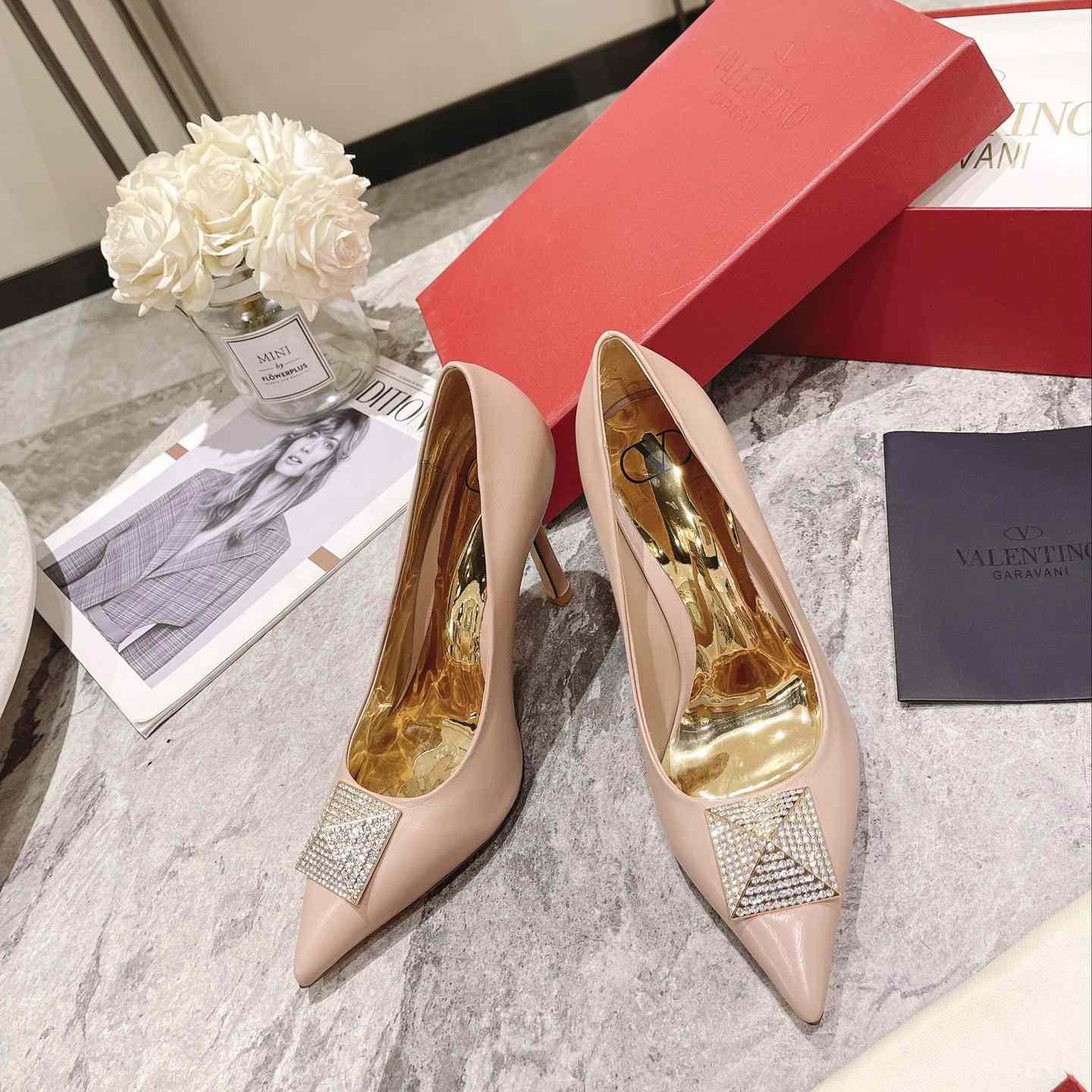 Valenti Garavani One Stud Pump With Crystals  100mm - PerfectKickZ