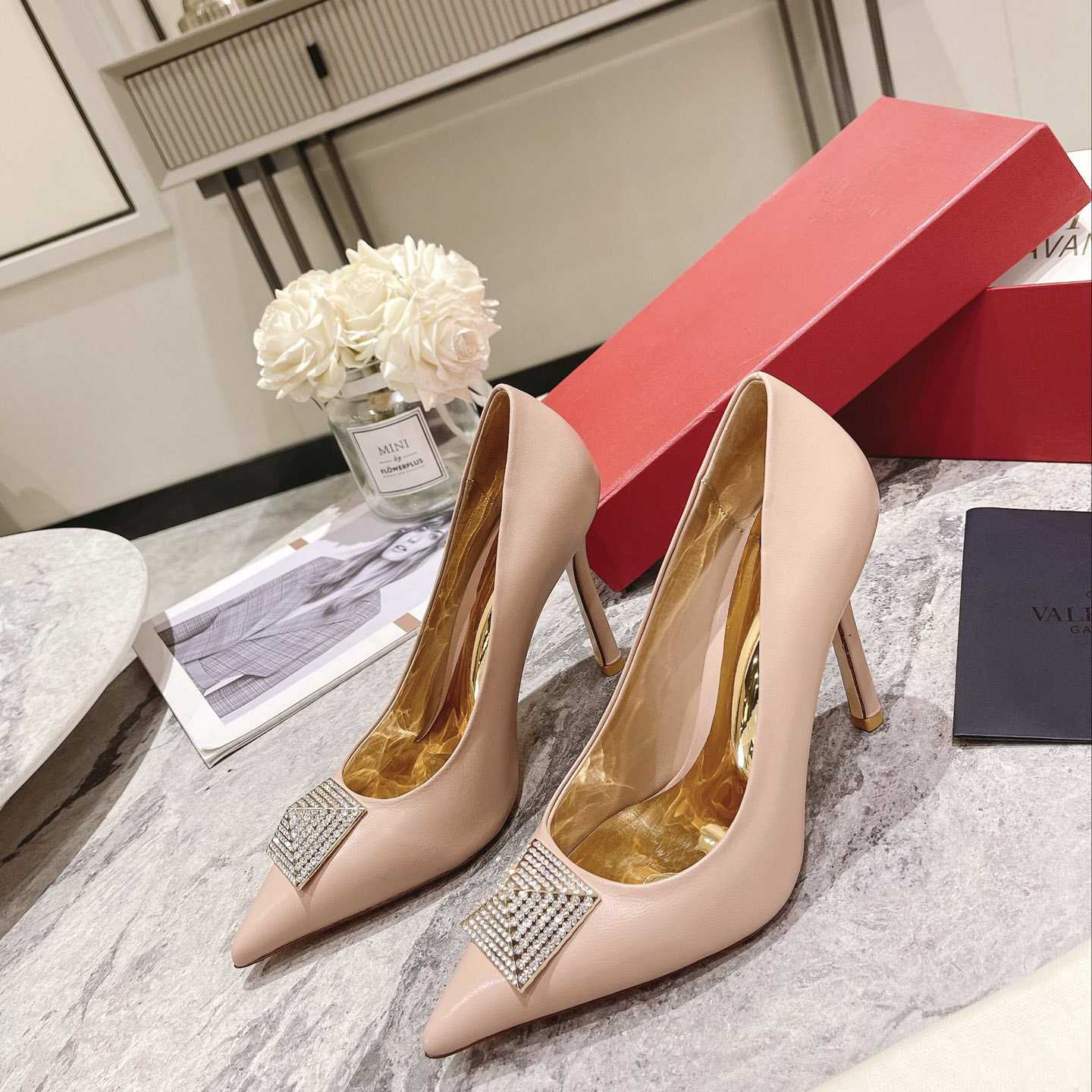 Valenti Garavani One Stud Pump With Crystals  100mm - PerfectKickZ