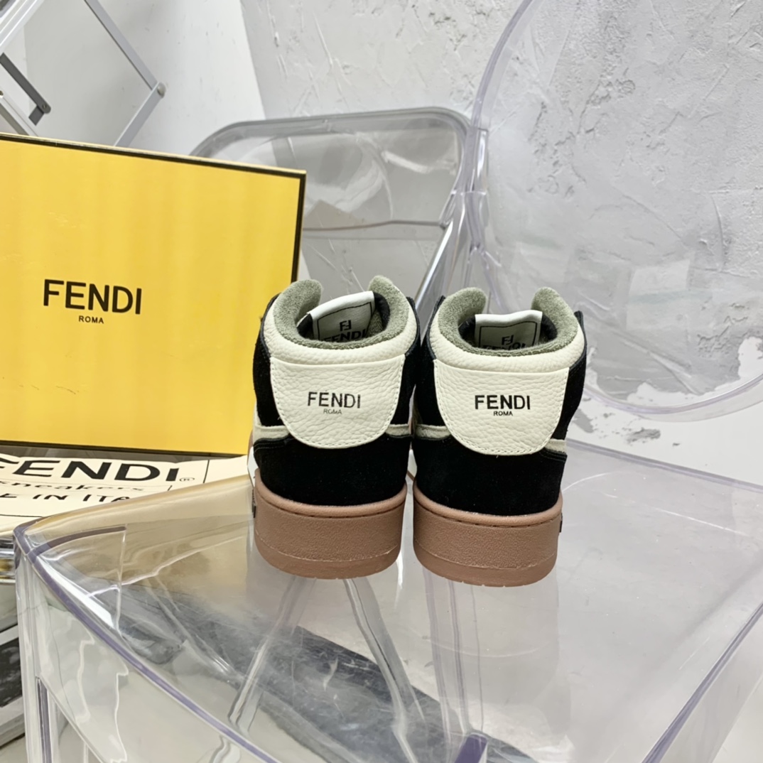 Fendi Match Black Leather High-Tops - PerfectKickZ