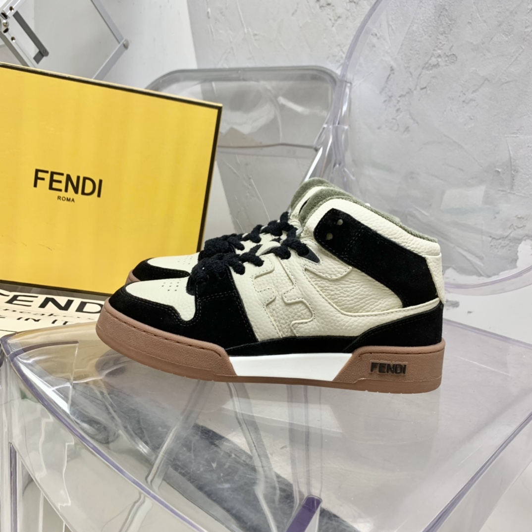 Fendi Match Black Leather High-Tops - PerfectKickZ