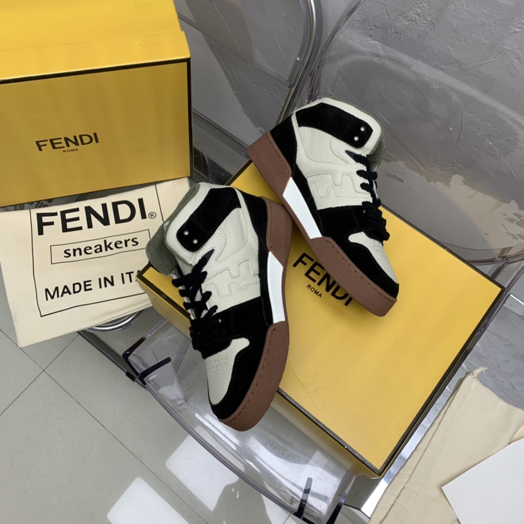 Fendi Match Black Leather High-Tops - PerfectKickZ