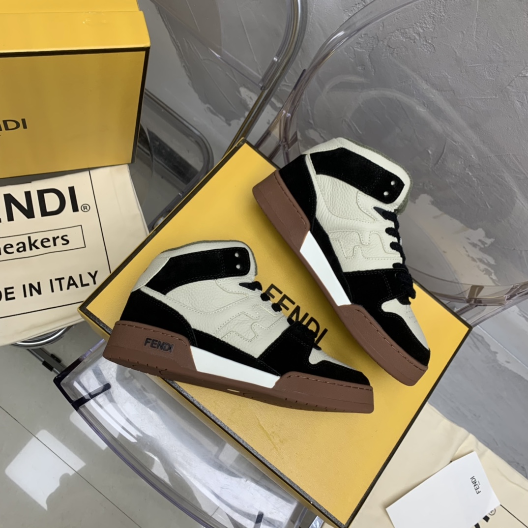 Fendi Match Black Leather High-Tops - PerfectKickZ