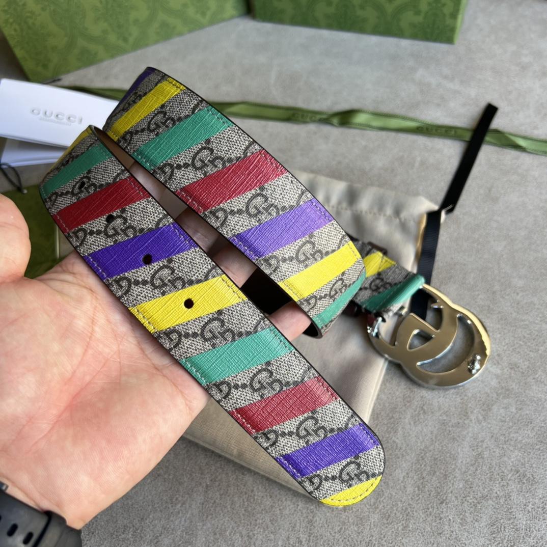 Gucci Striped Belt With Double G - PerfectKickZ