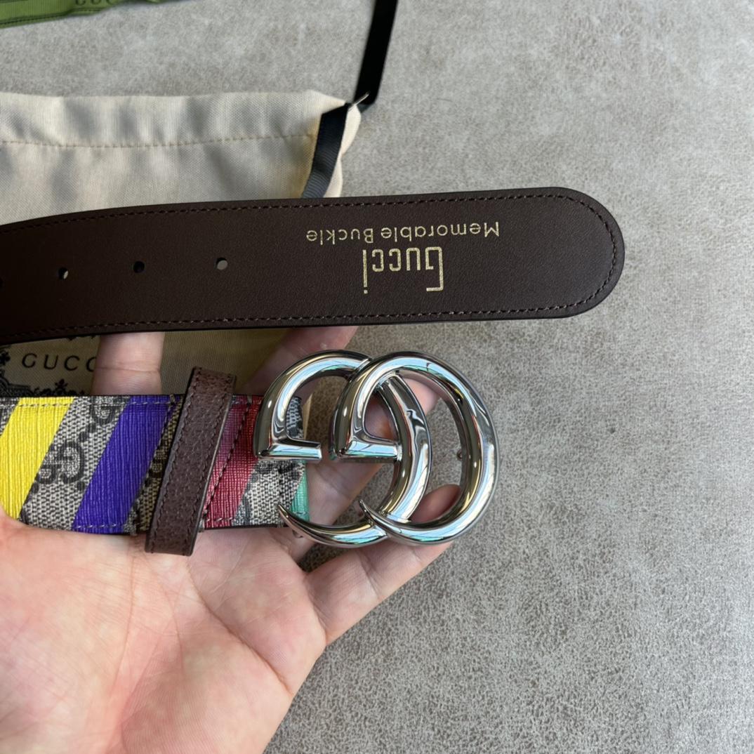 Gucci Striped Belt With Double G - PerfectKickZ