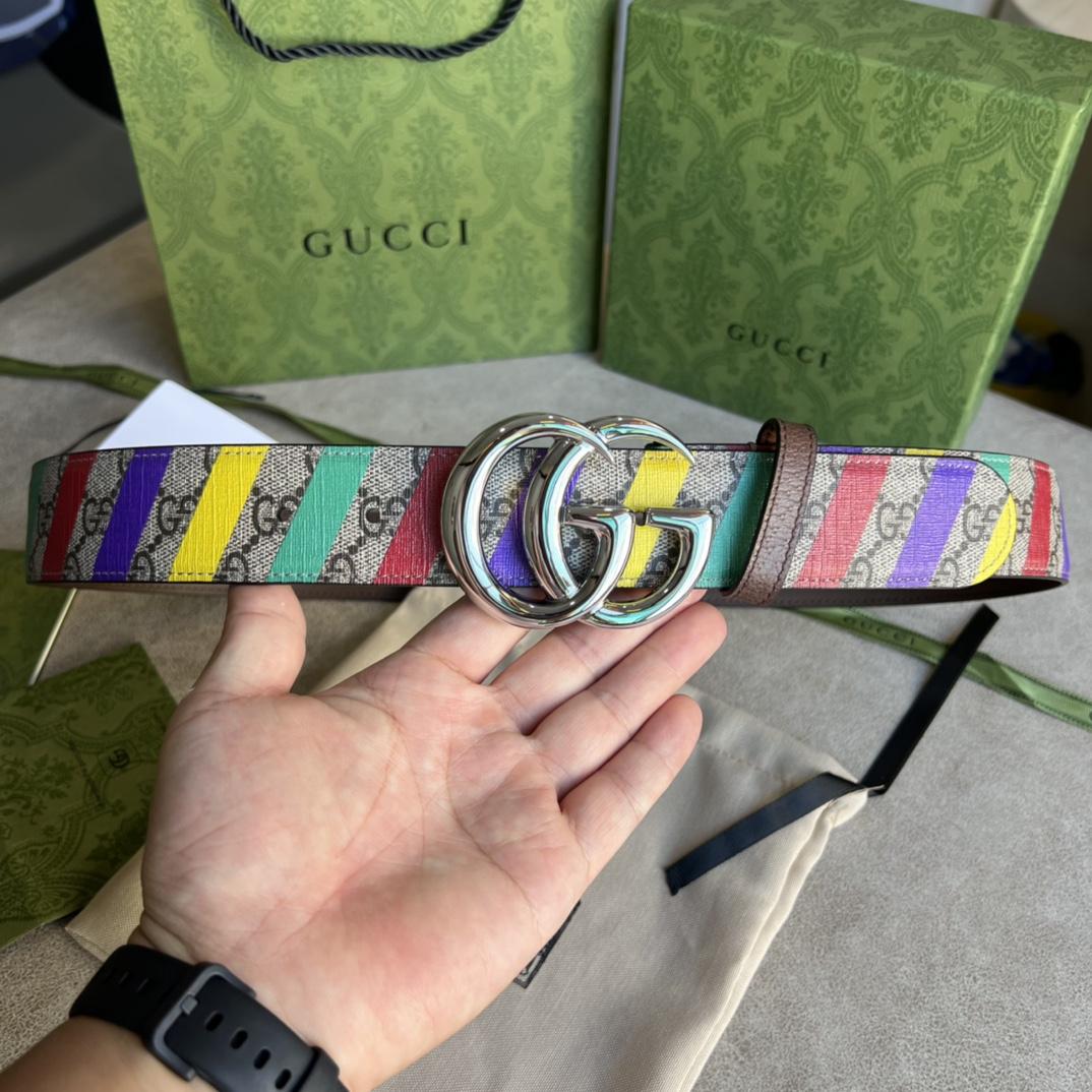 Gucci Striped Belt With Double G - PerfectKickZ