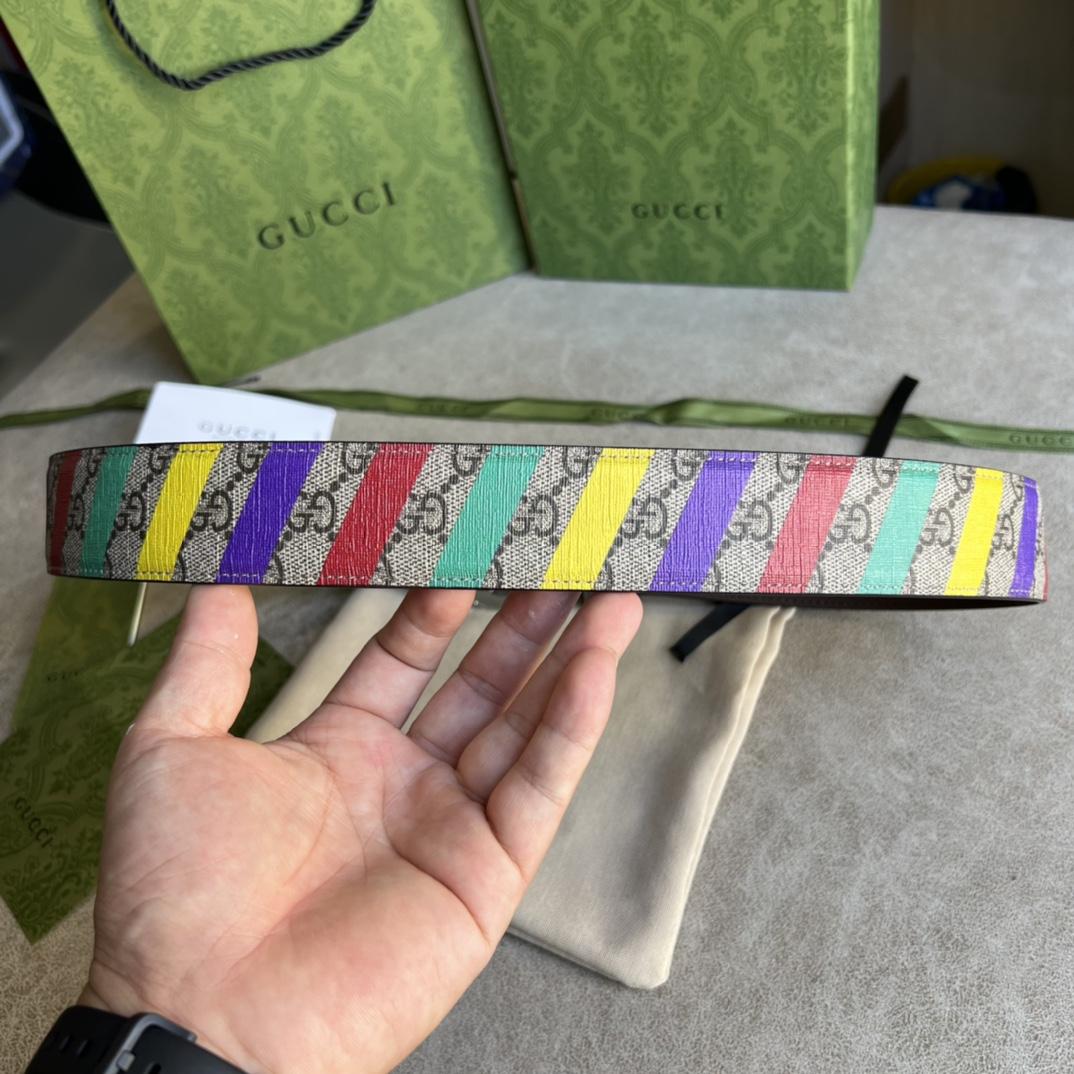 Gucci Striped Belt With Double G - PerfectKickZ