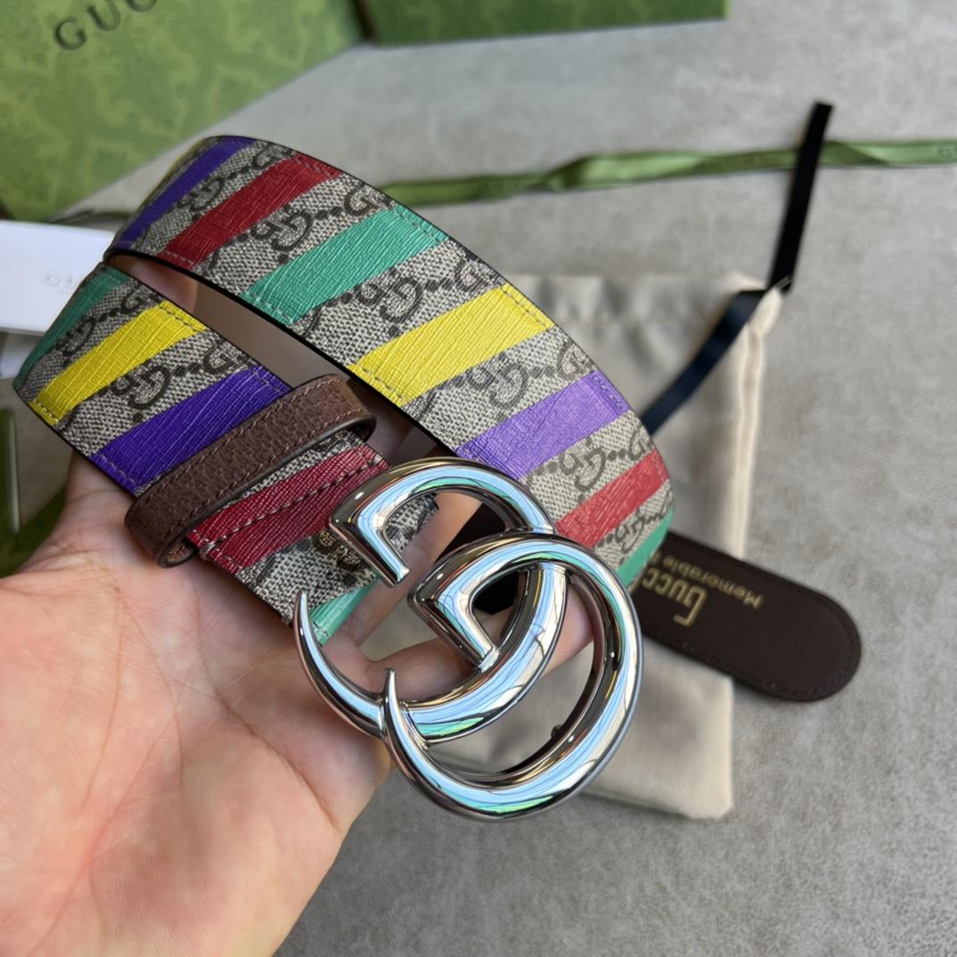 Gucci Striped Belt With Double G - PerfectKickZ