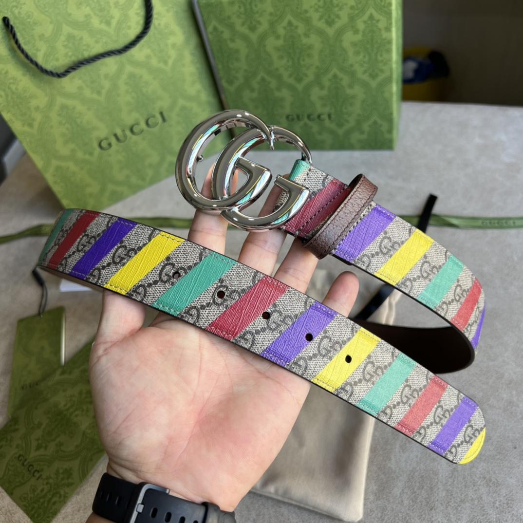 Gucci Striped Belt With Double G - PerfectKickZ