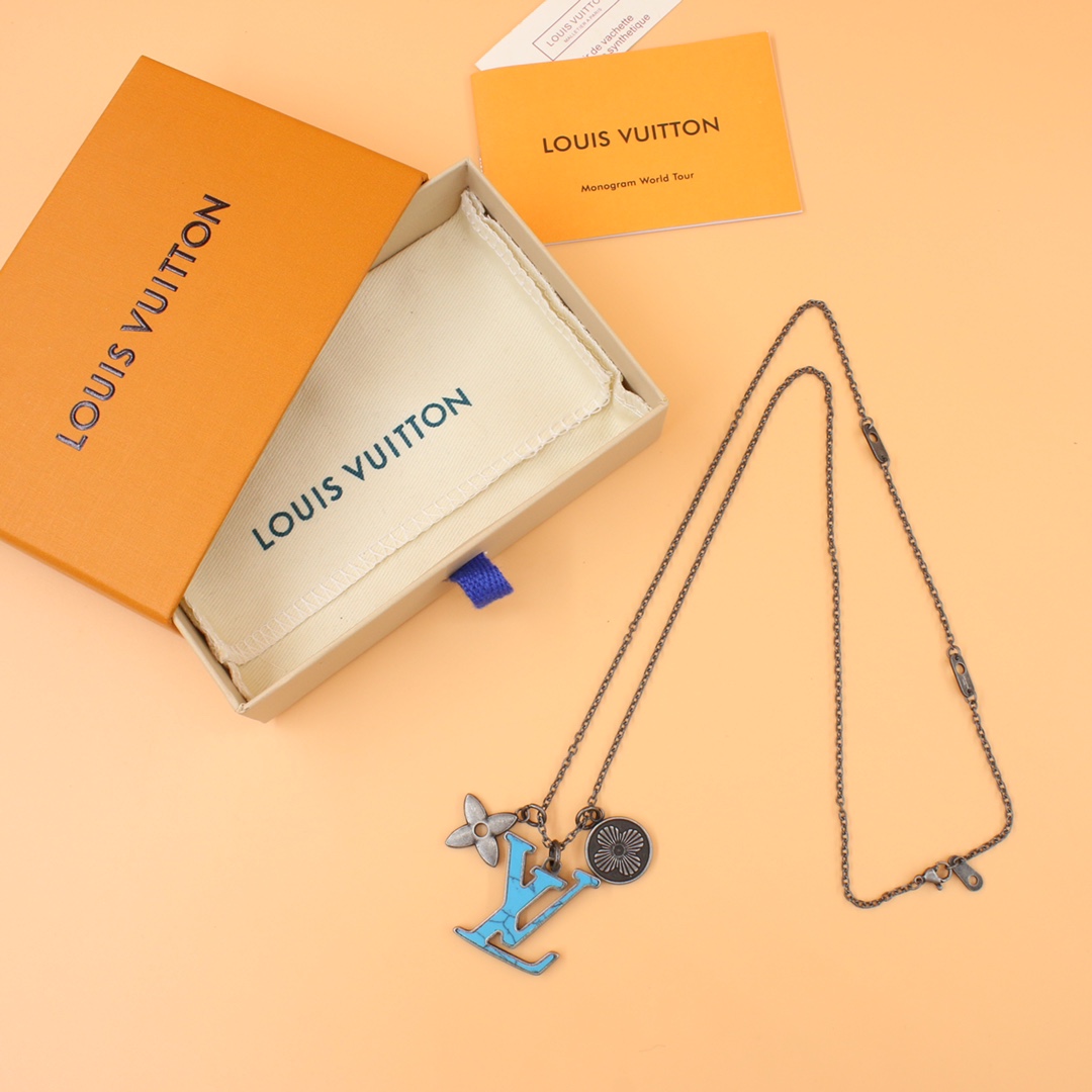 Louis Vuitton Pendant Chain LV Turquoise Necklace    M68904 - PerfectKickZ