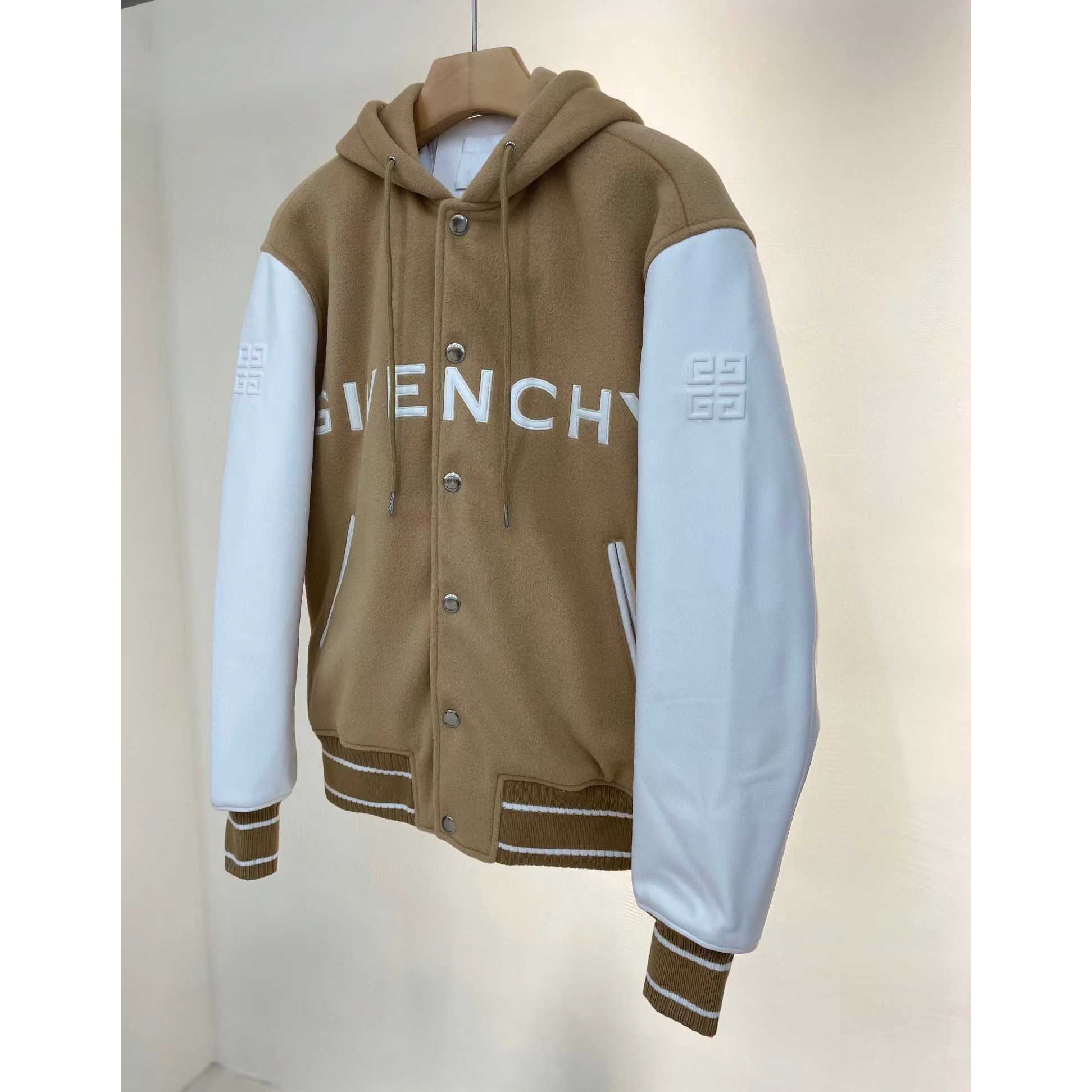 Givenchy New Hooded Bomber Jacket In Wool And Givenchy Leather - PerfectKickZ