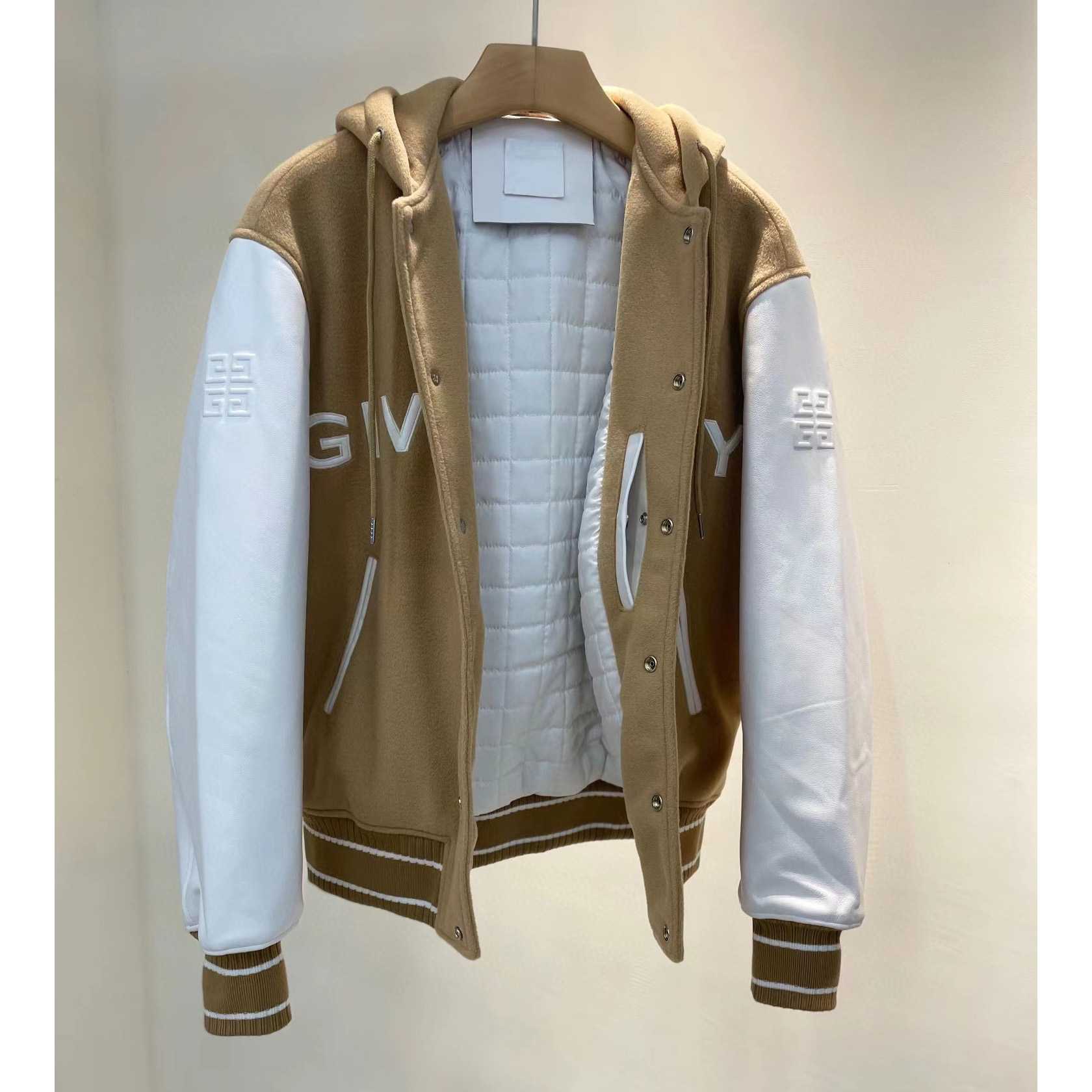 Givenchy New Hooded Bomber Jacket In Wool And Givenchy Leather - PerfectKickZ