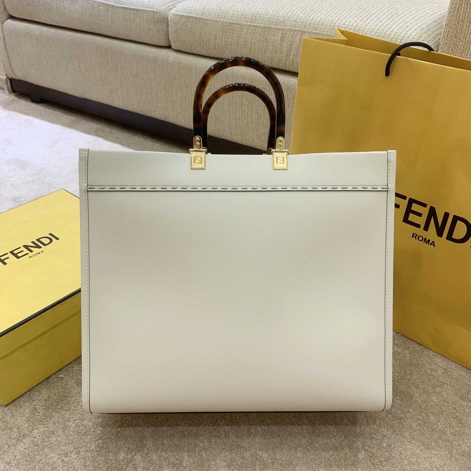 Fendi Sunshine Large White Leather Shopper(40-35-21cm) - PerfectKickZ