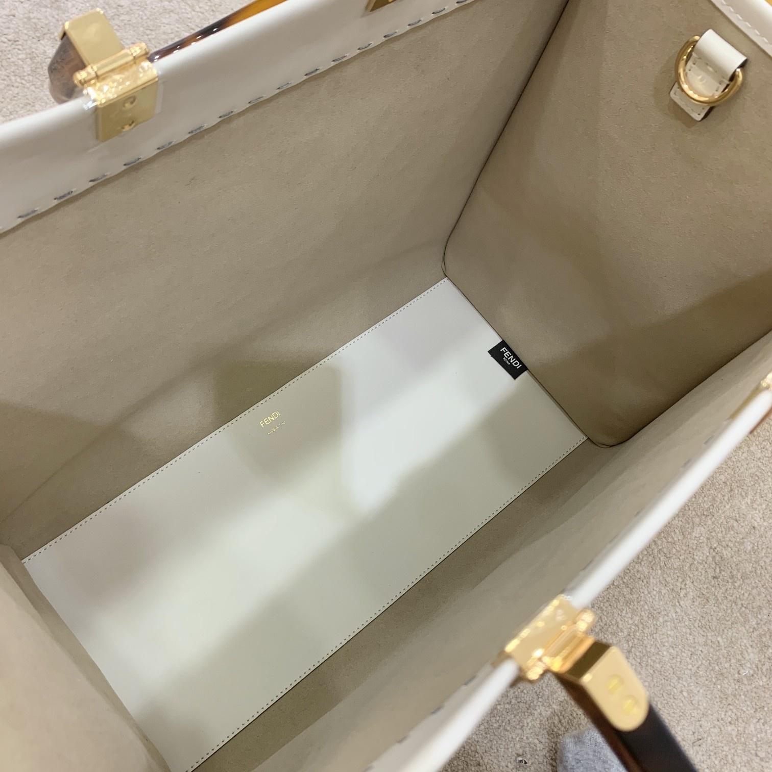 Fendi Sunshine Large White Leather Shopper(40-35-21cm) - PerfectKickZ