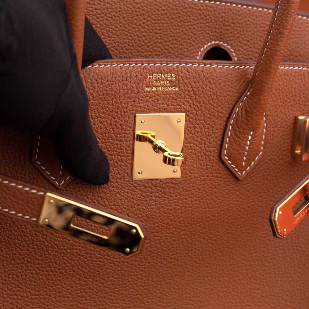 Hermes Birkin 30 Fjord Leather Gold Handbag （25-20-13CM） - PerfectKickZ