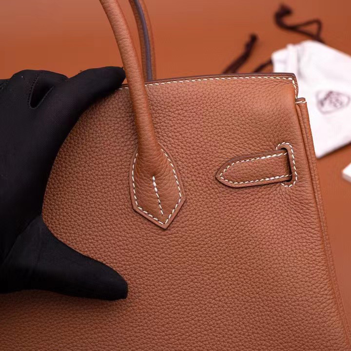 Hermes Birkin 30 Fjord Leather Gold Handbag （25-20-13CM） - PerfectKickZ
