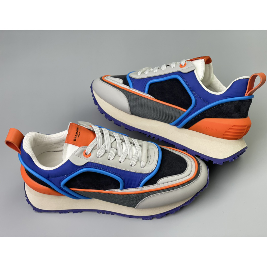Balmain Velvet Nylon And Mesh Racer Low-Top Sneakers - 
