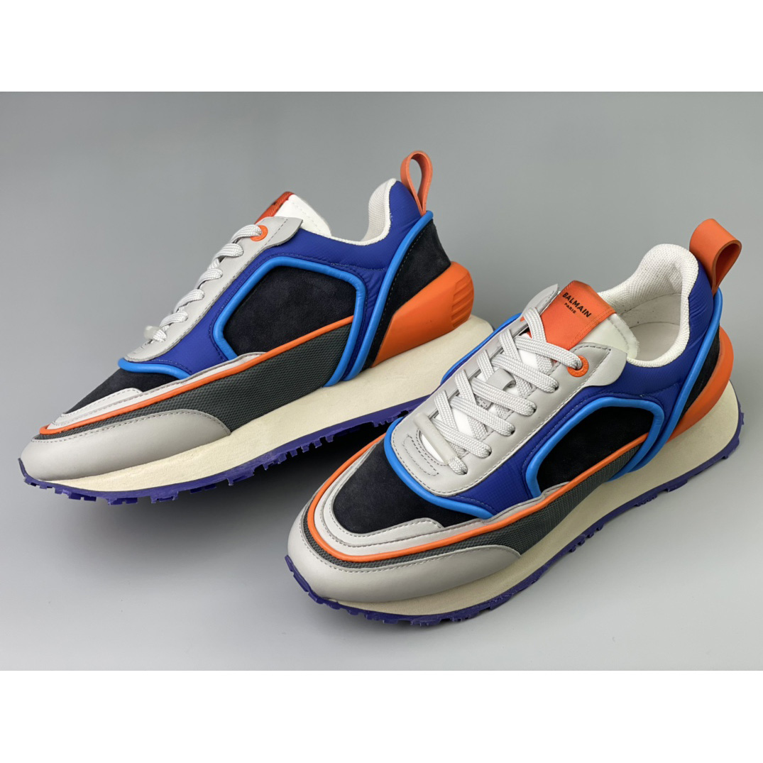 Balmain Velvet Nylon And Mesh Racer Low-Top Sneakers - PerfectKickZ