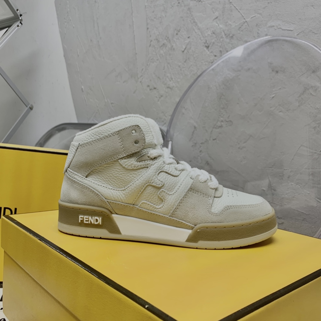 Fendi Match White Leather High-Tops - PerfectKickZ