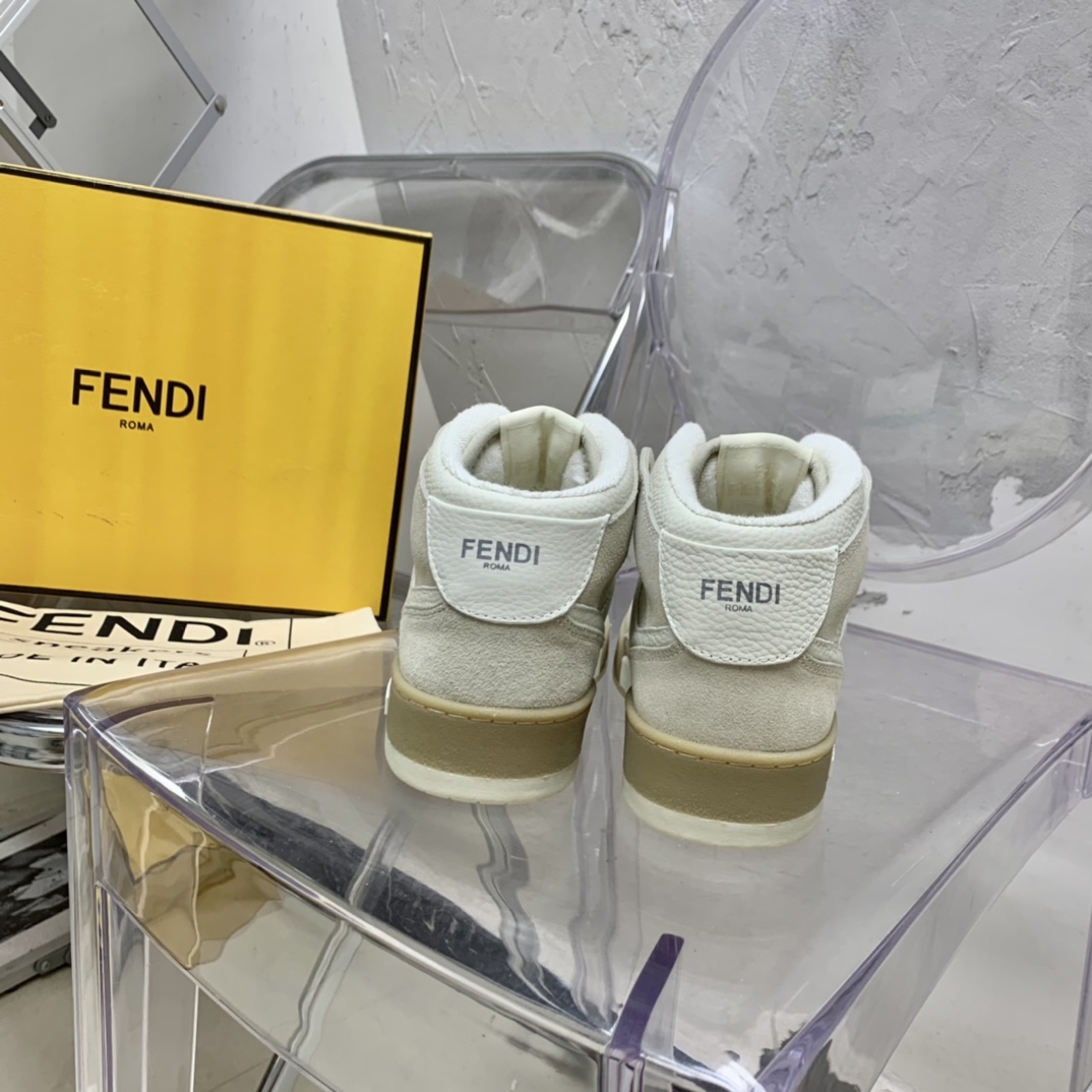 Fendi Match White Leather High-Tops - PerfectKickZ