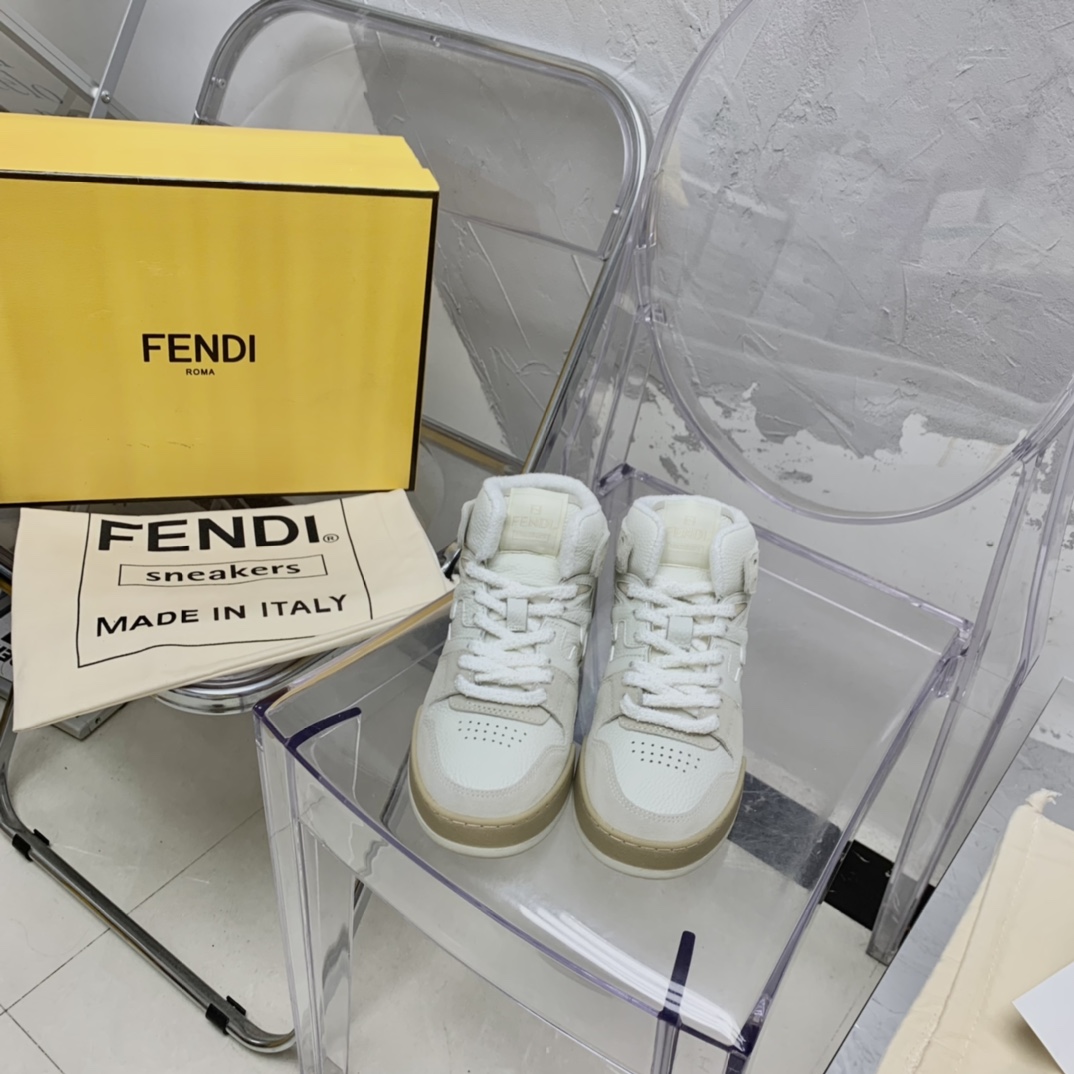 Fendi Match White Leather High-Tops - PerfectKickZ
