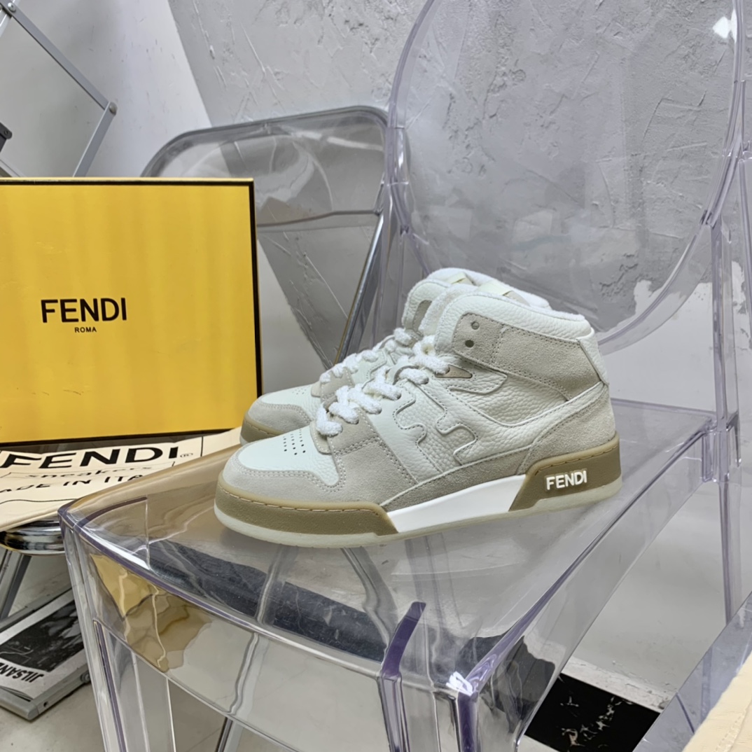 Fendi Match White Leather High-Tops - PerfectKickZ