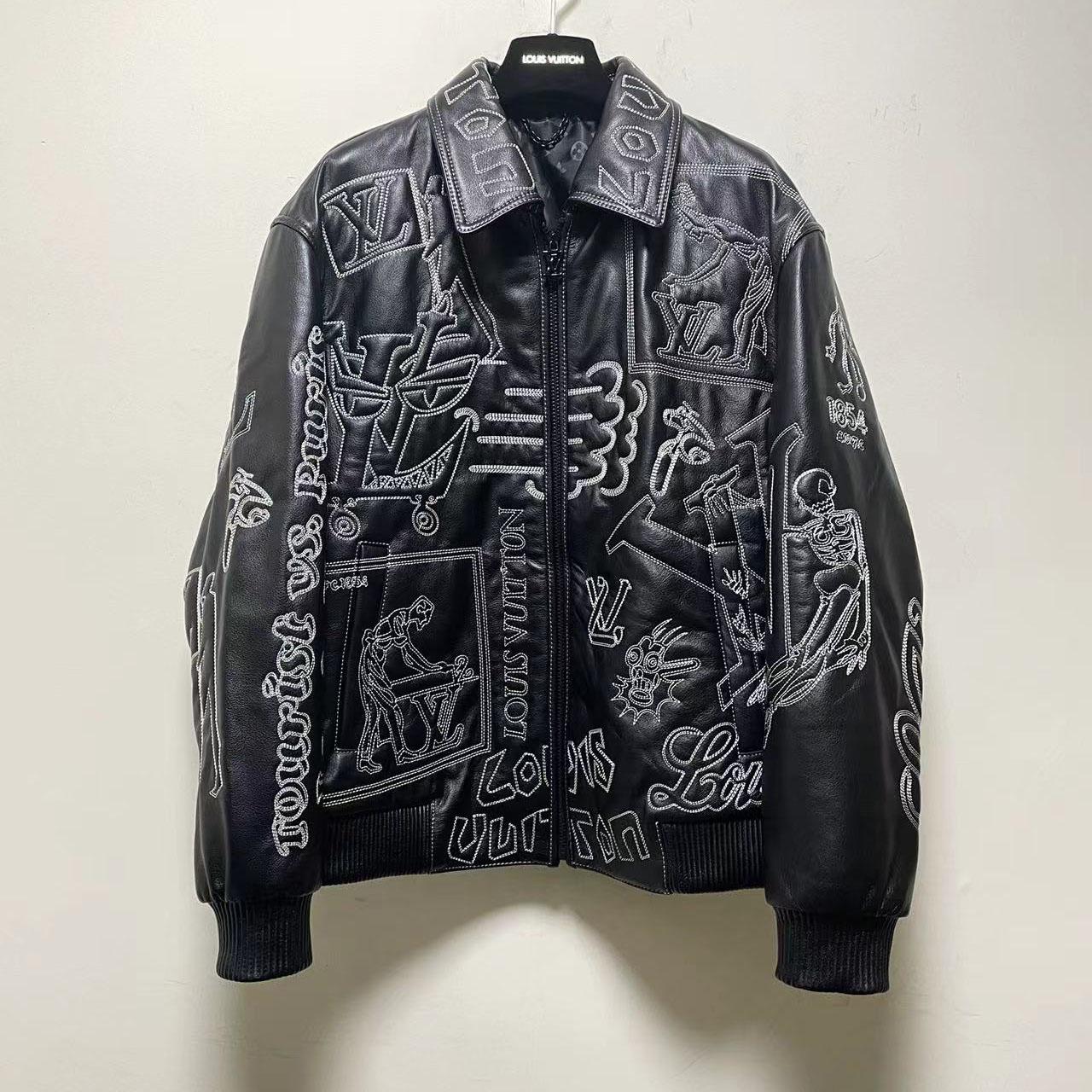 Louis Vuitton Black Leather 'Tourist vs. Purist' Bomber Jacket - PerfectKickZ