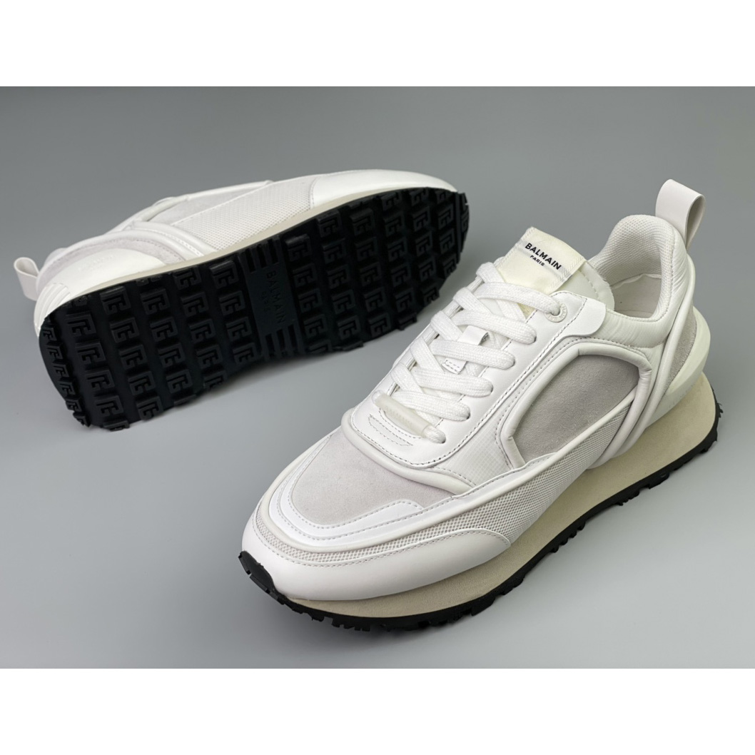 Balmain Velvet Nylon And Mesh Racer Low-Top Sneakers(upon uk size) - 