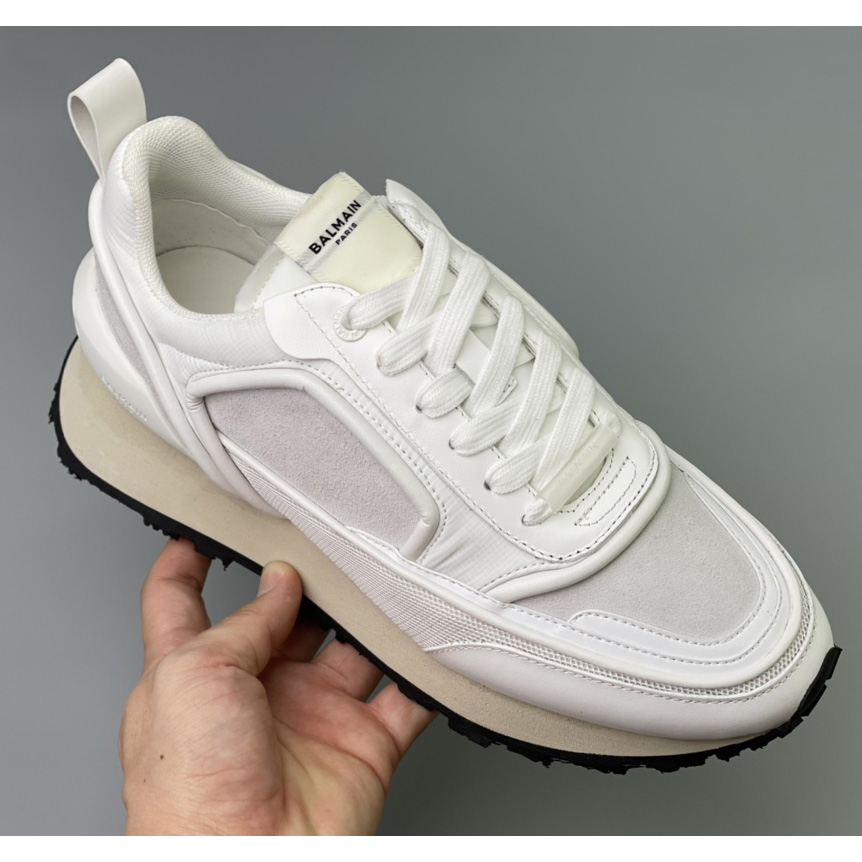 Balmain Velvet Nylon And Mesh Racer Low-Top Sneakers(upon uk size) - 