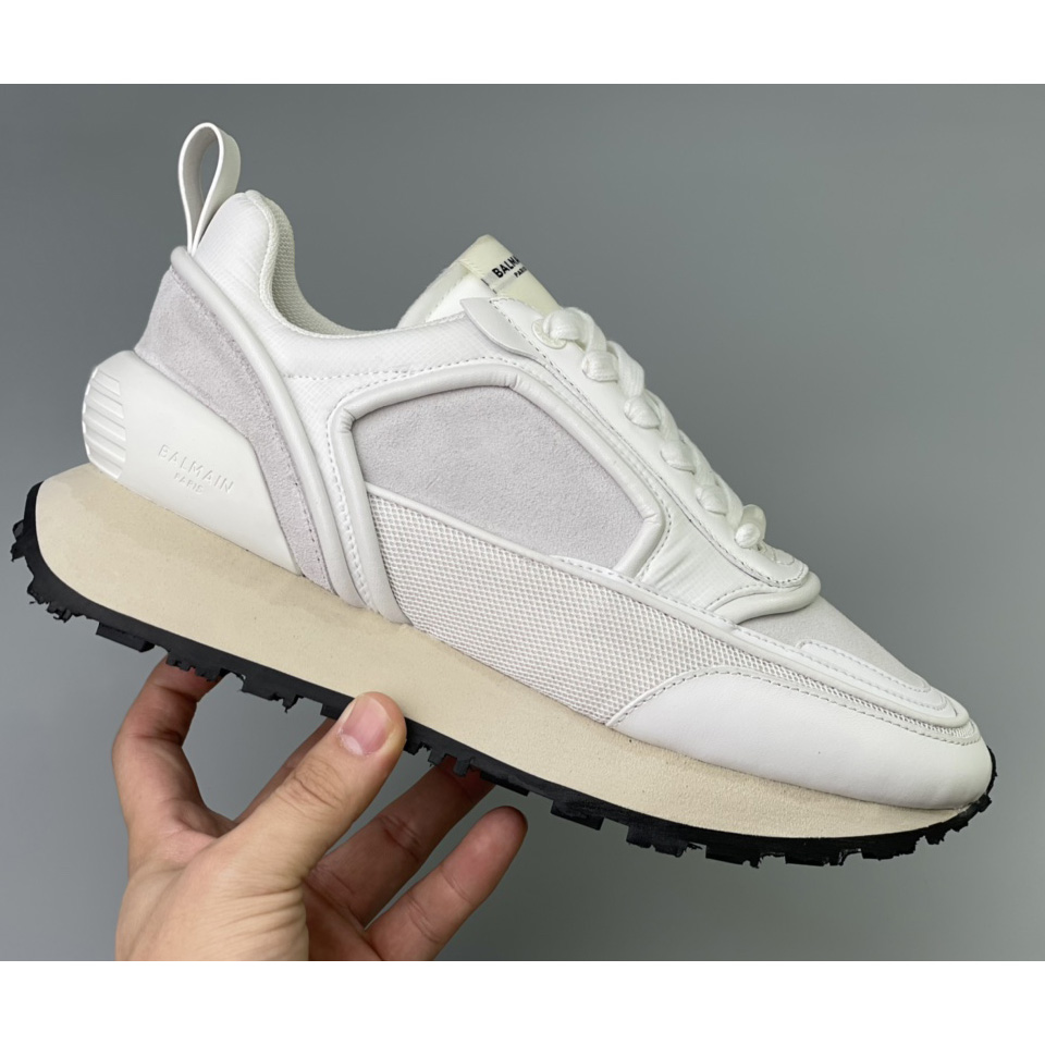 Balmain Velvet Nylon And Mesh Racer Low-Top Sneakers(upon uk size) - 