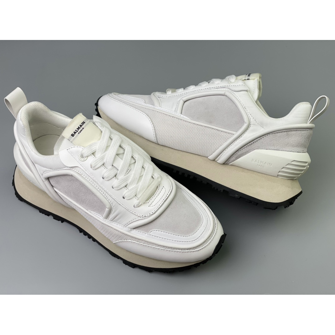 Balmain Velvet Nylon And Mesh Racer Low-Top Sneakers(upon uk size) - 