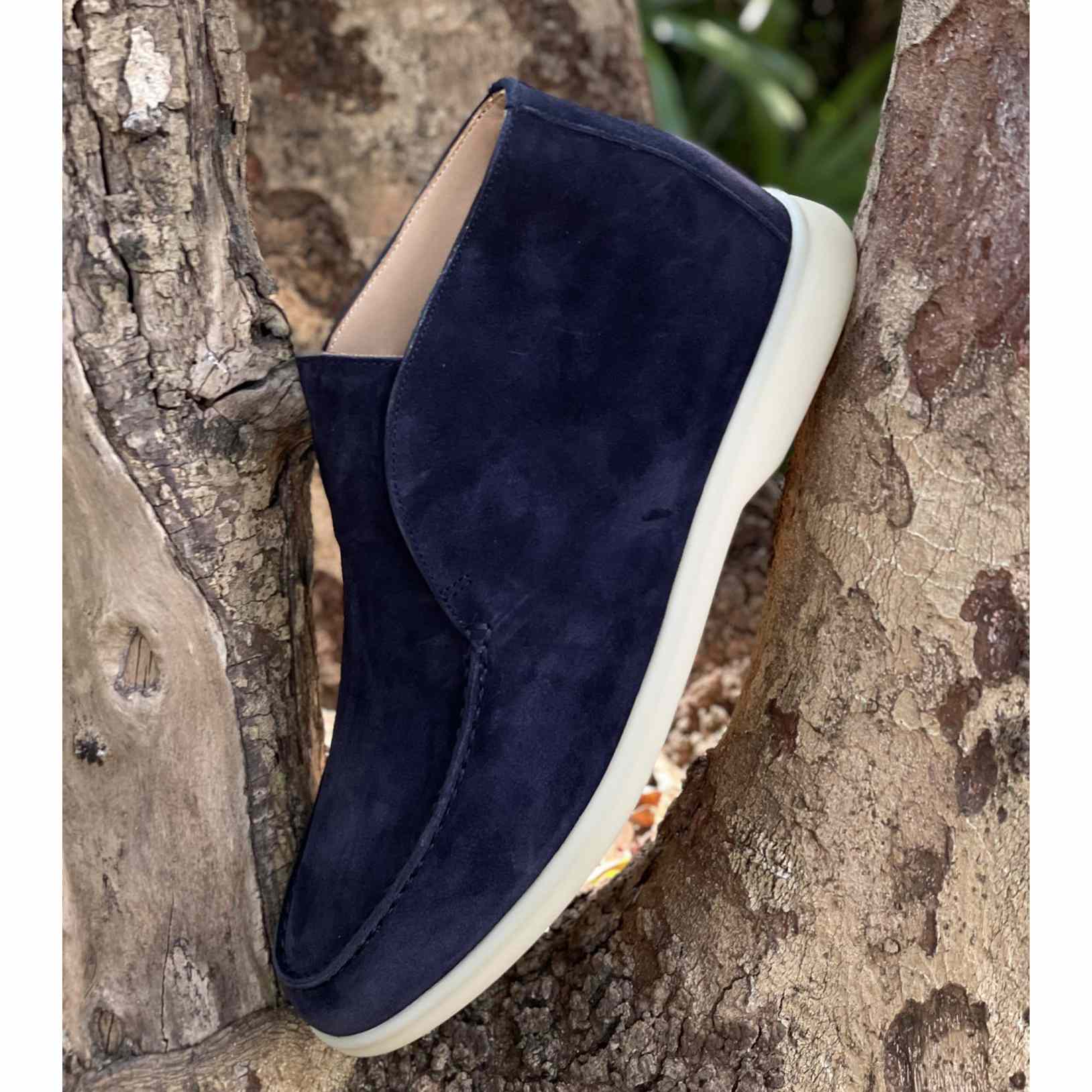 Loro Piana White Sole Summer Walk Loafers In Navy blue - PerfectKickZ