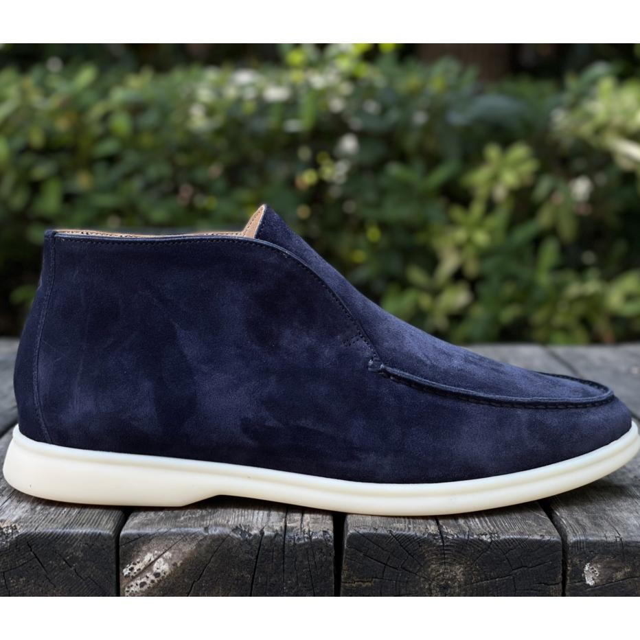 Loro Piana White Sole Summer Walk Loafers In Navy blue - PerfectKickZ