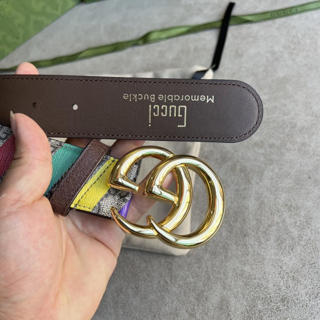 Gucci Striped Belt With Double G - PerfectKickZ