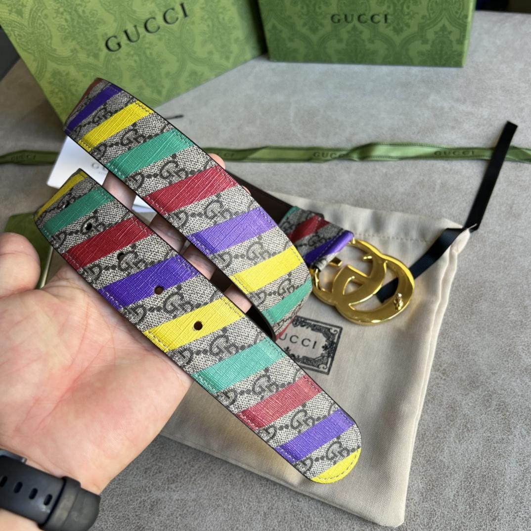 Gucci Striped Belt With Double G - PerfectKickZ