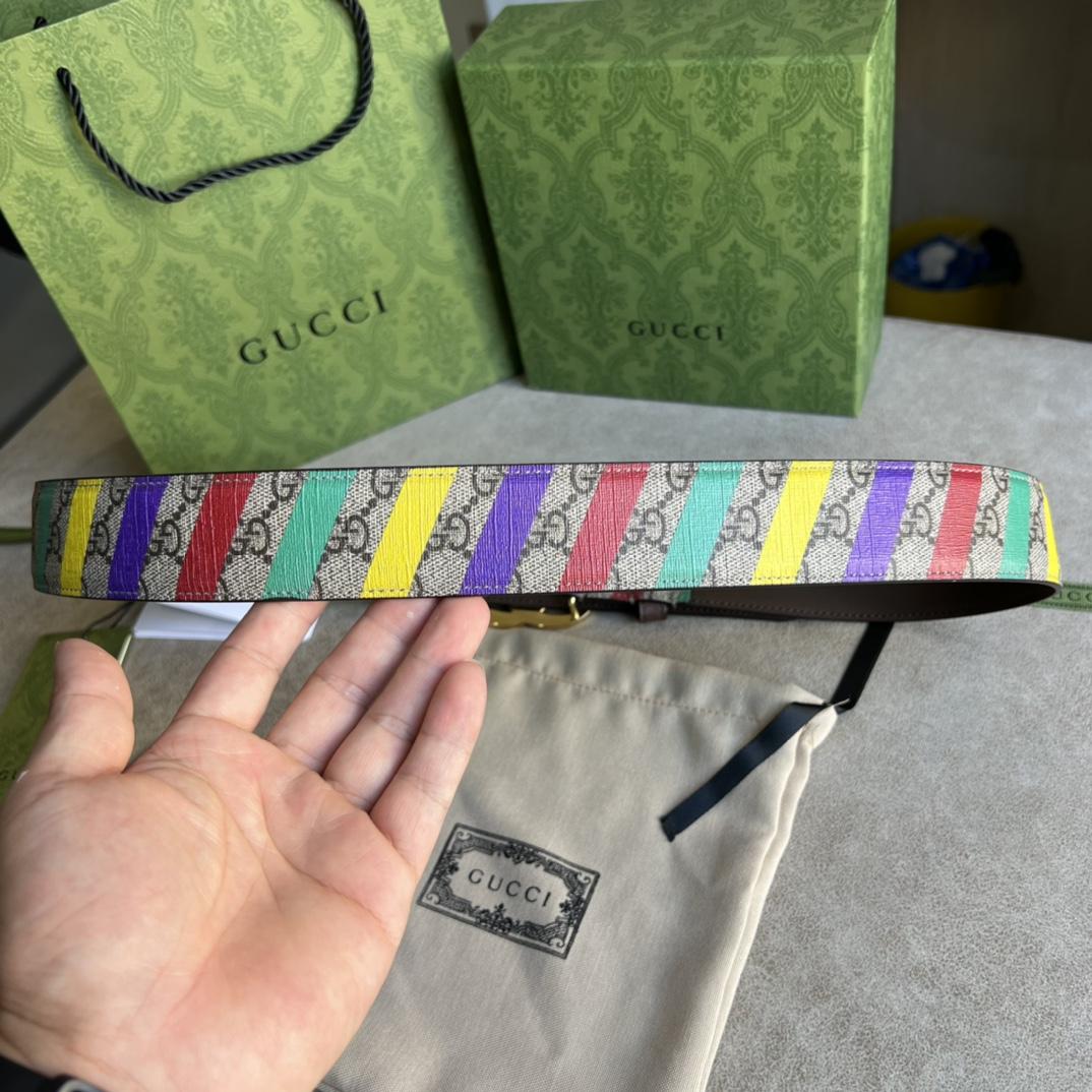 Gucci Striped Belt With Double G - PerfectKickZ